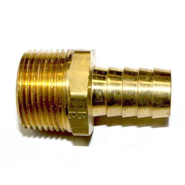 Brass Hose Barb Fitting, Connector, 1/2 Inch Barb X 3/4 Inch NPT Male End, PK 100, Interstate Pneumatics, Mfr#: FM98-100K